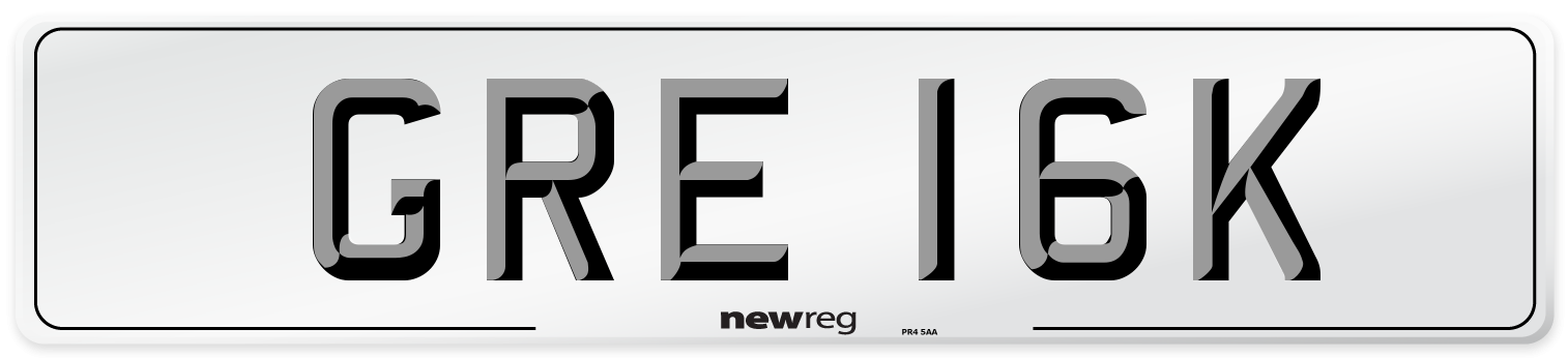 GRE 16K Number Plate from New Reg